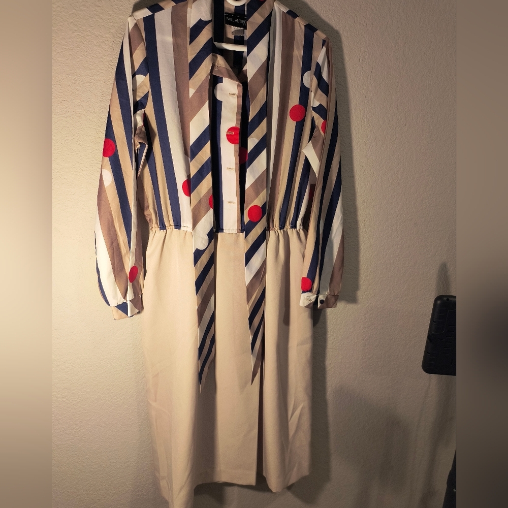 😲 Vintage 1980s Paul Alfred Ltd. Stripes and Polka Dots Dress